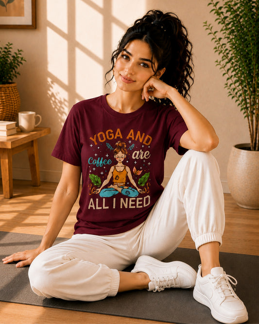 Yoga and Coffee are all I need Unisex Classic T-Shirt - photo 2