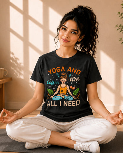 Yoga and Coffee are all I need Unisex Classic T-Shirt - front view