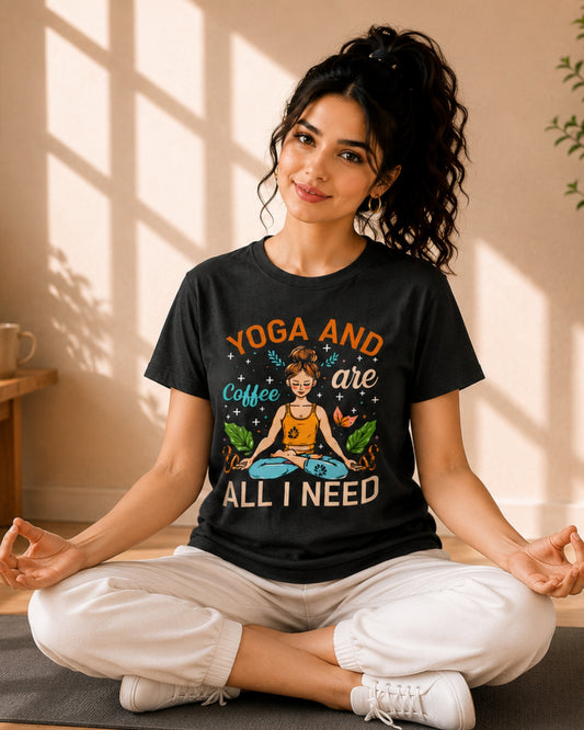 Yoga and Coffee are all I need Unisex Classic T-Shirt - front view