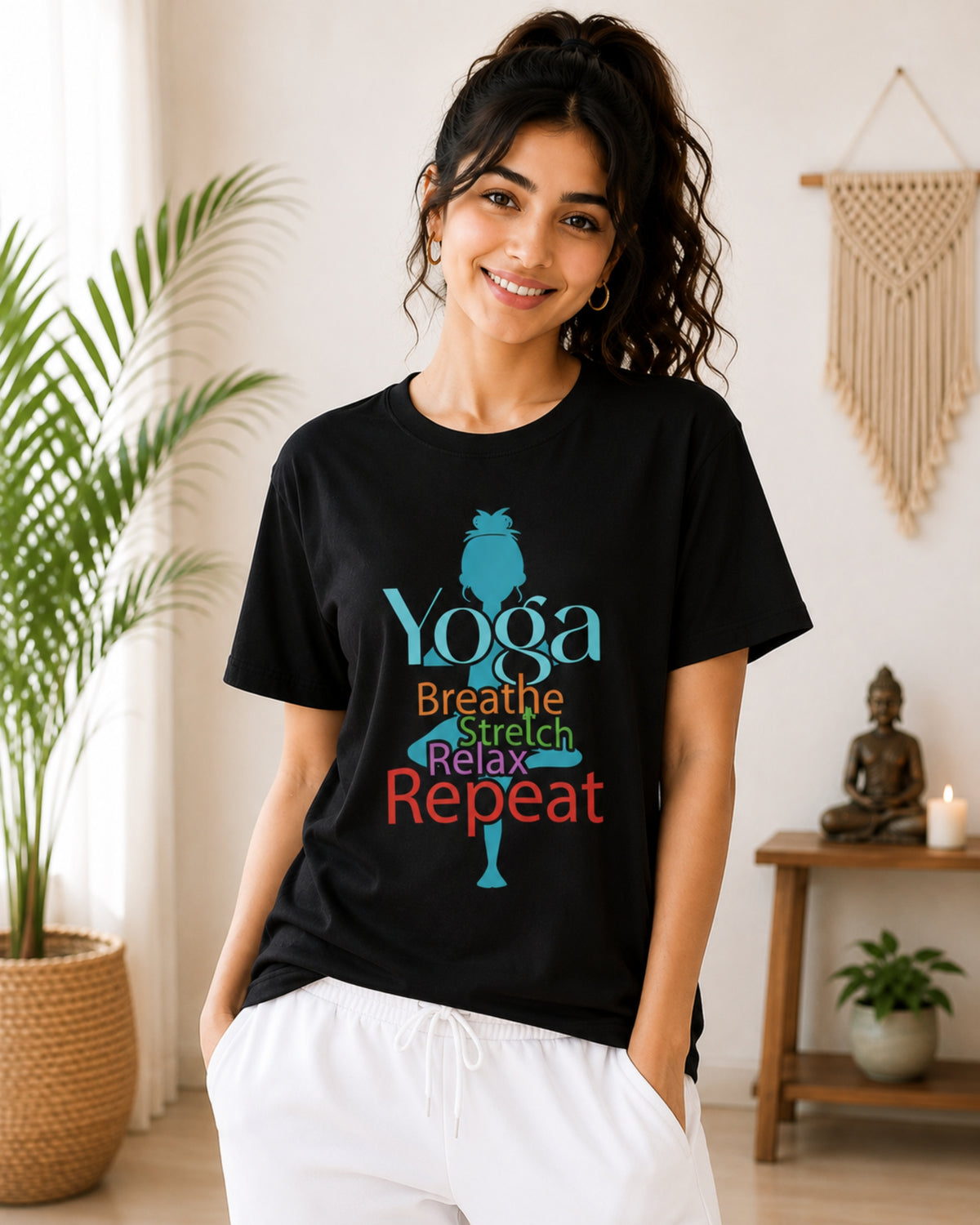 Yoga Breathe Stretch Relax Repeat Unisex Classic T-Shirt - photo 6
