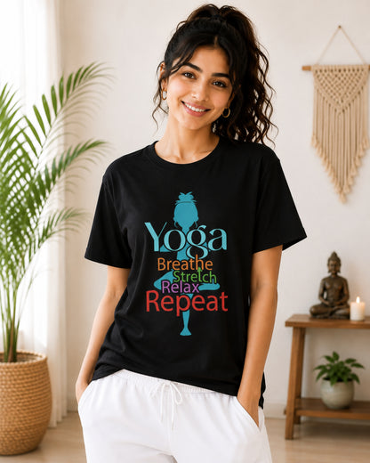 Yoga Breathe Stretch Relax Repeat Unisex Classic T-Shirt - photo 6