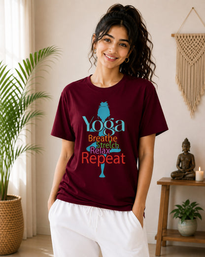 Yoga Breathe Stretch Relax Repeat Unisex Classic T-Shirt - photo 8