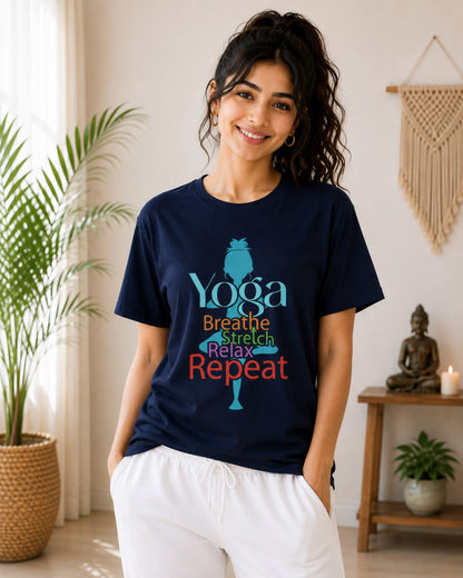 Yoga Breathe Stretch Relax Repeat Unisex Classic T-Shirt - photo 7