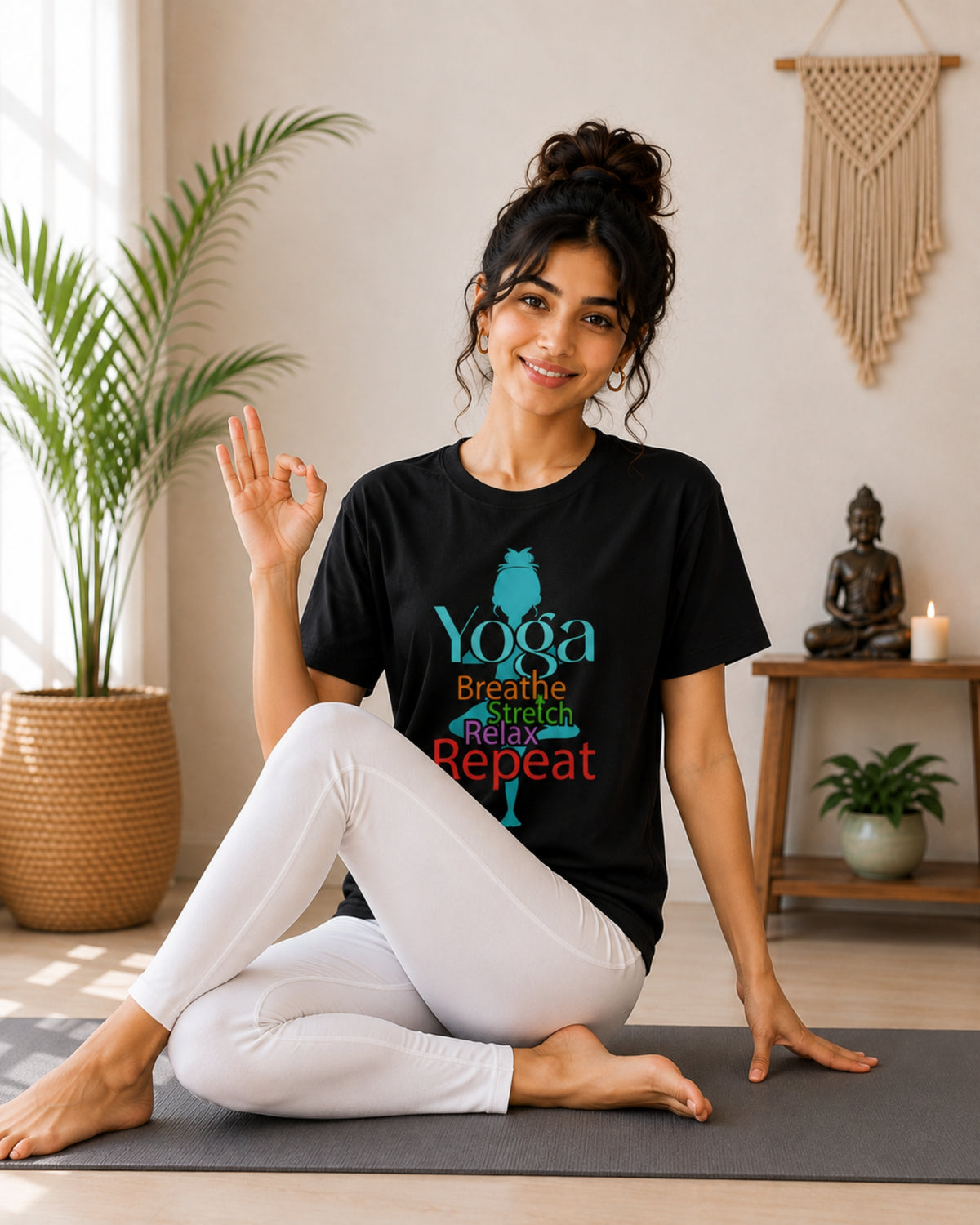 Yoga Breathe Stretch Relax Repeat Unisex Classic T-Shirt - photo 2