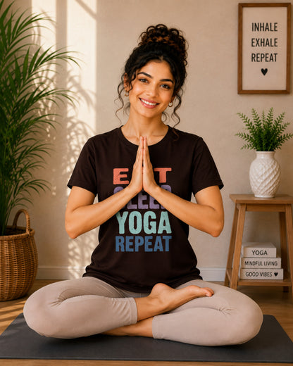 Eat Sleep Yoga Repeat Unisex Classic T-Shirt - front view
