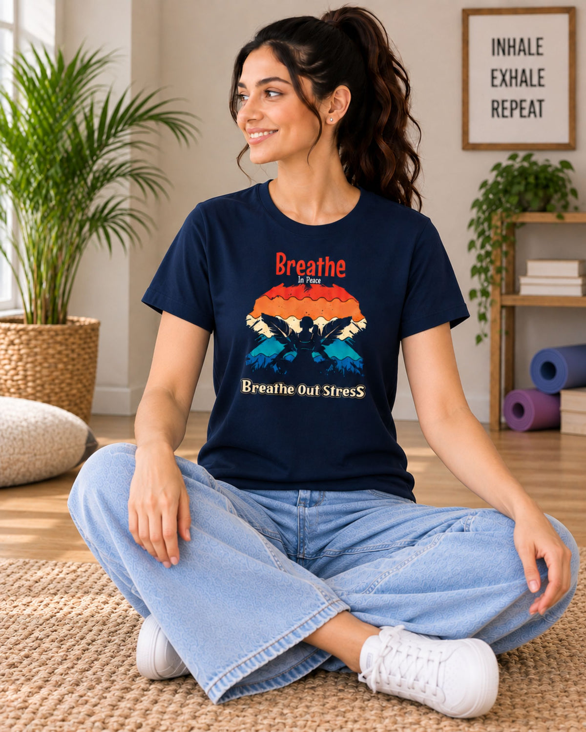Breathe in peace breathe out stress Unisex Classic T-Shirt - front view
