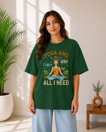Yoga and Coffee are all I Need Unisex Oversized Tee - photo 8