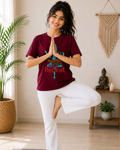 Yoga Breathe Stretch Relax Repeat Unisex Classic T-Shirt - photo 3