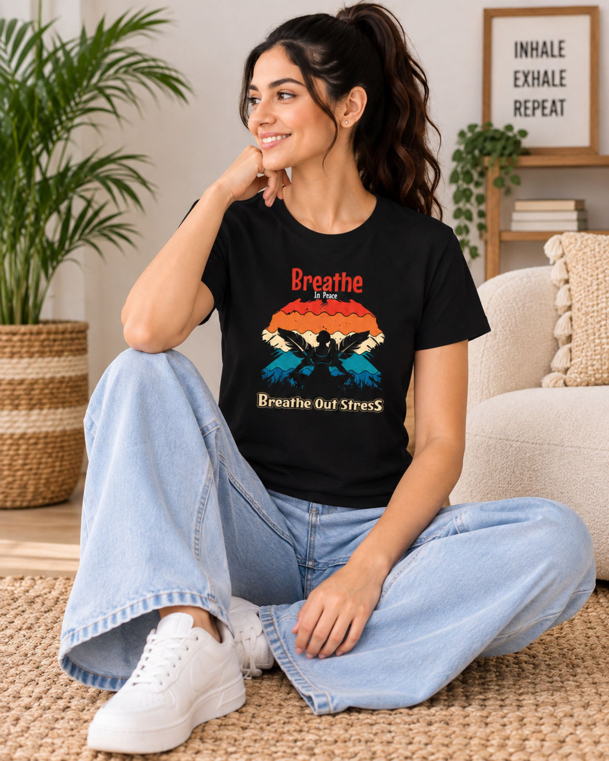 Breathe in peace breathe out stress Unisex Classic T-Shirt - photo 3