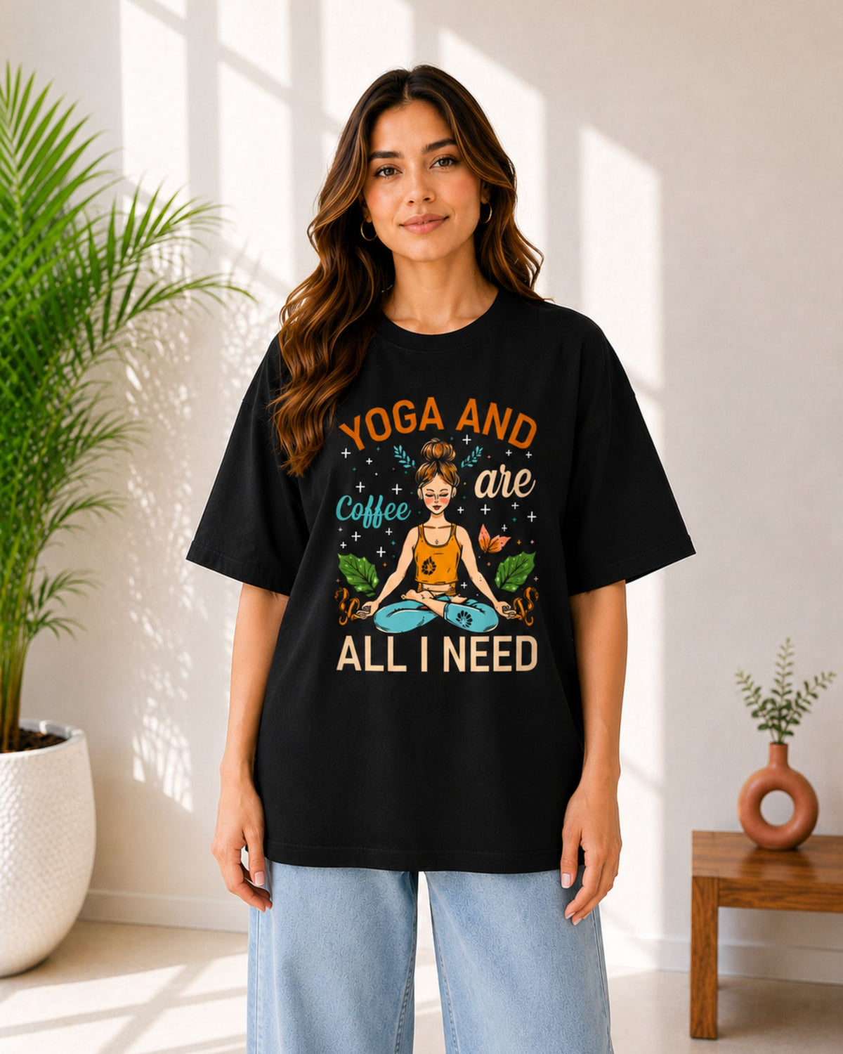 Yoga and Coffee are all I Need Unisex Oversized Tee - photo 6