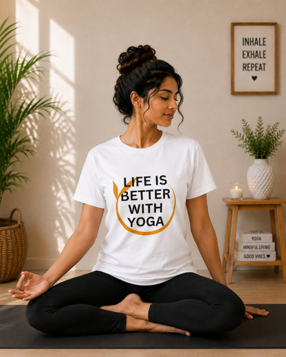 Life is Better with Yoga Unisex Classic T-Shirt - front view