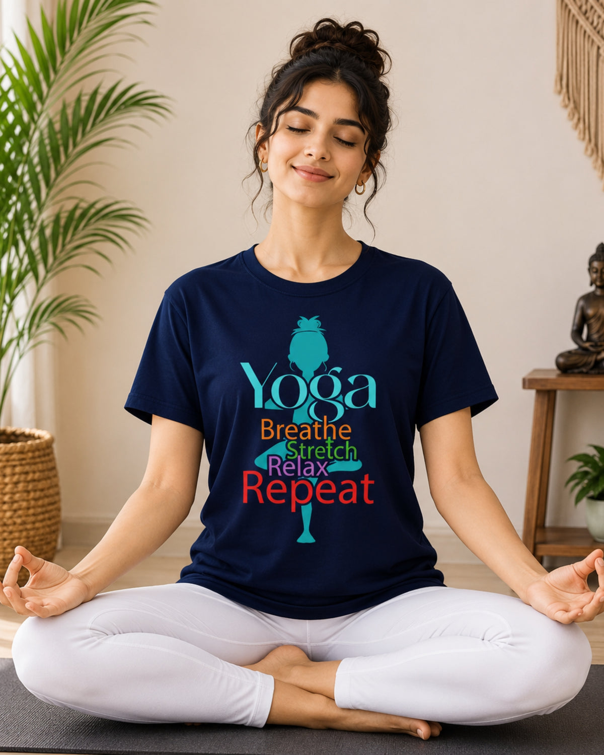 Yoga Breathe Stretch Relax Repeat Unisex Classic T-Shirt - front view
