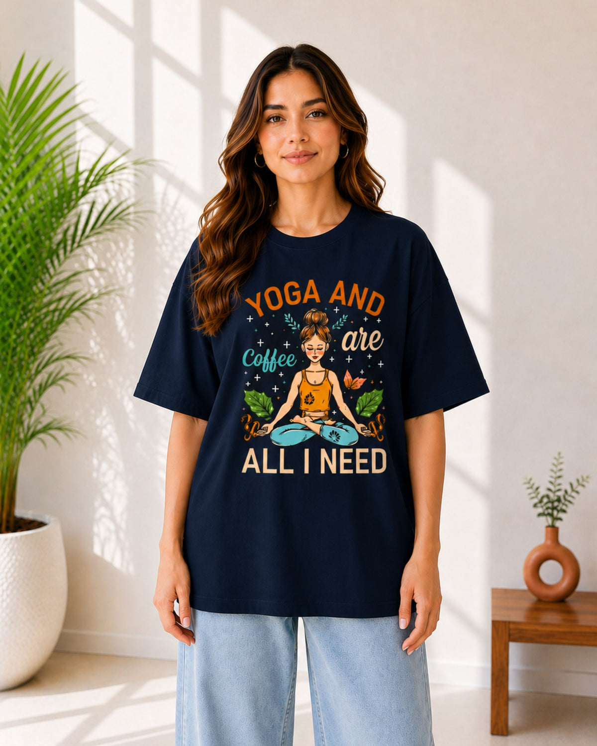 Yoga and Coffee are all I Need Unisex Oversized Tee - photo 7