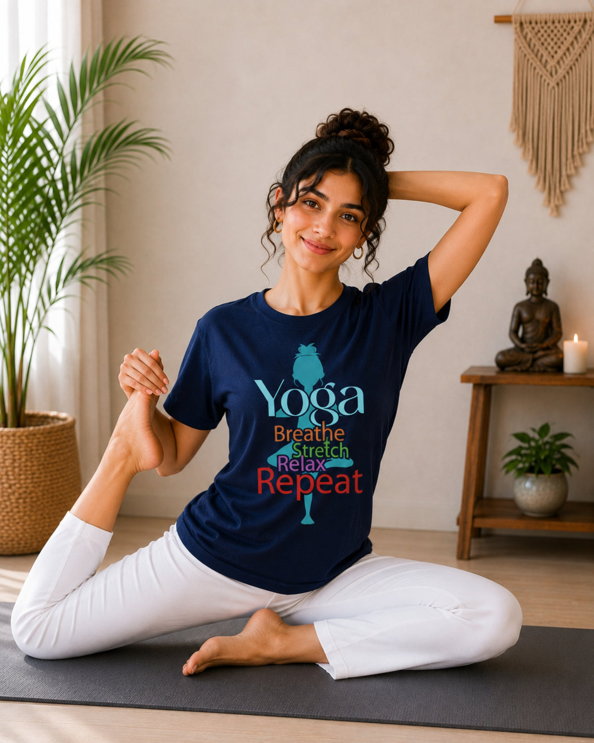 Yoga Breathe Stretch Relax Repeat Unisex Classic T-Shirt - photo 4