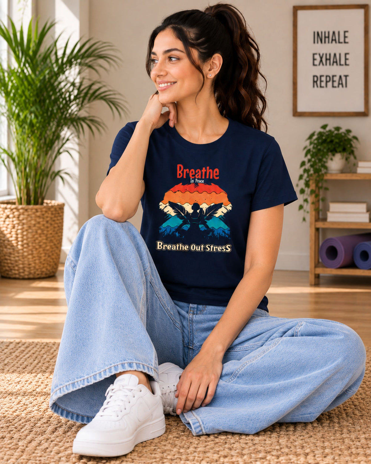 Breathe in peace breathe out stress Unisex Classic T-Shirt - photo 4