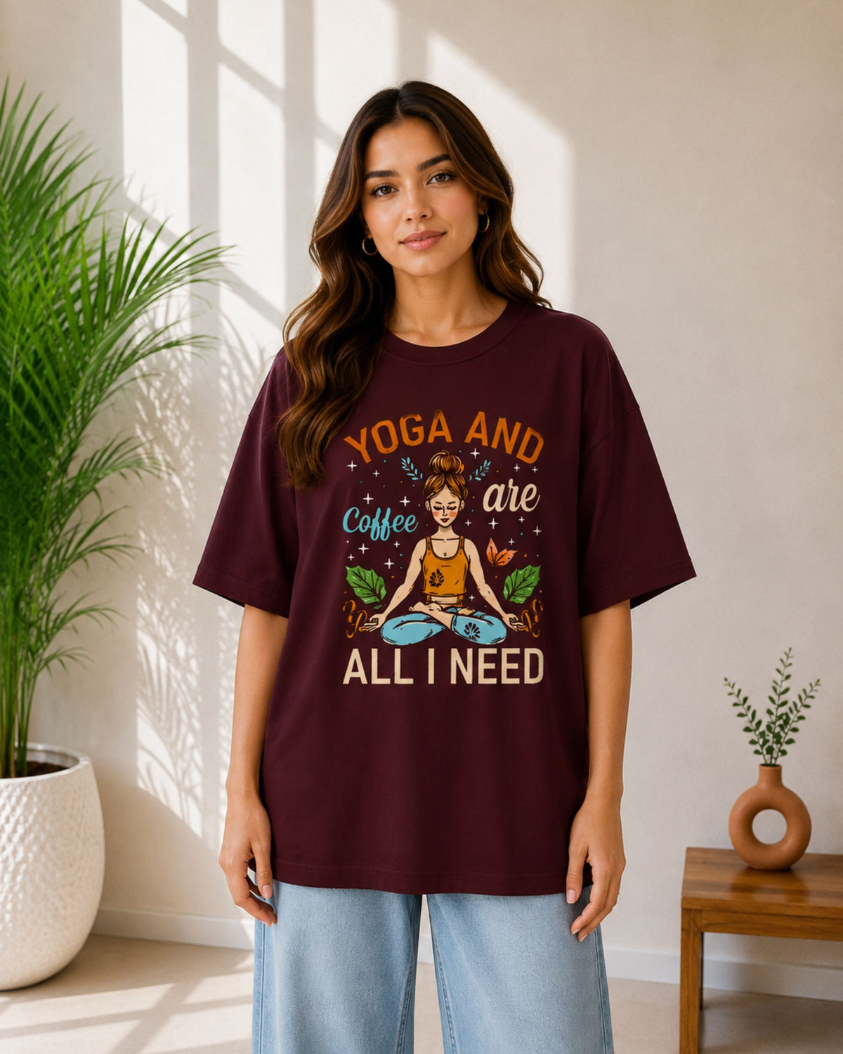 Yoga and Coffee are all I Need Unisex Oversized Tee - photo 9